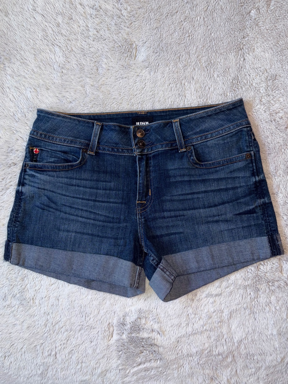 Hudson Jeans Indigo Rolled Cuff Denim Shorts